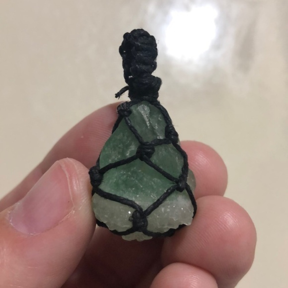 57+ carat rough mined green fluorite hemp necklace
